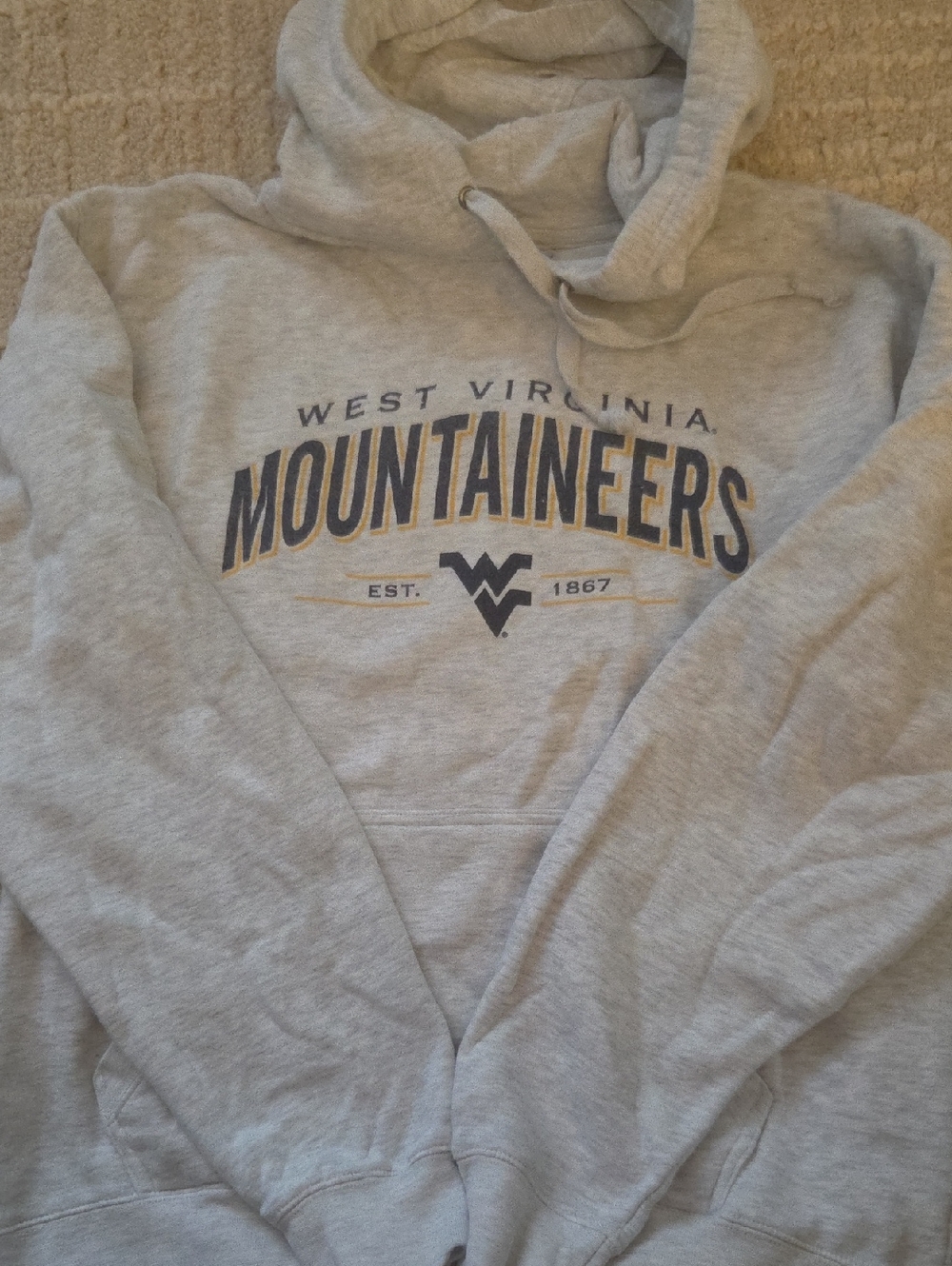 Big Cotton West Virginia Mountaineers Gray Hoodie Large